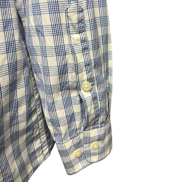 Orvis Shirt Large Blue White Gingham Button-Up Stretch Modern Classic Plaid Men - Picture 5 of 11